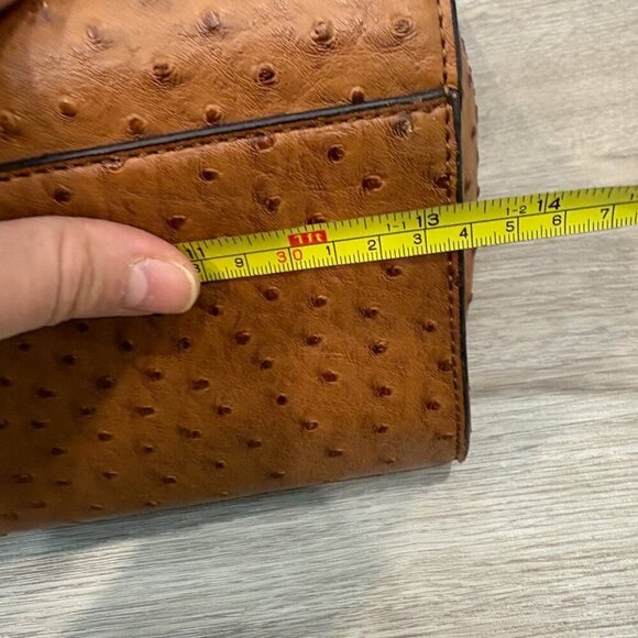 GUESS Brown Faux Ostrich Leather Shoulder Purse Tote Bag 13" x 5" x 9.5" - Picture 12 of 15